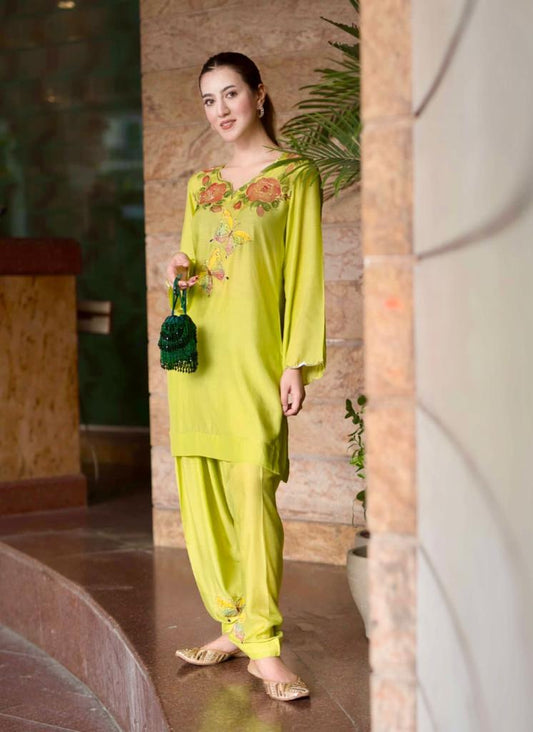 Handpainted Lime Blossom Co-ords Set