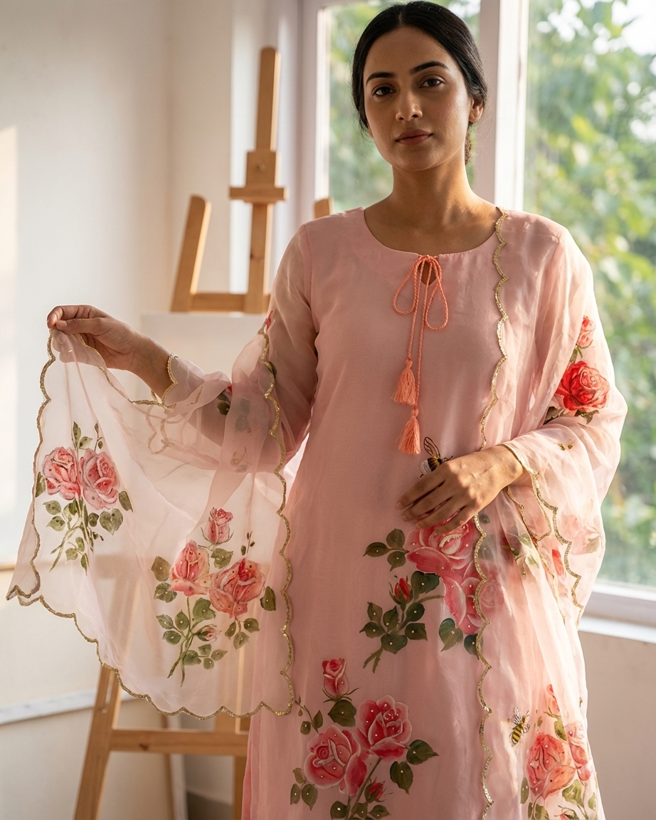 Blush Bloom Handpainted Suit