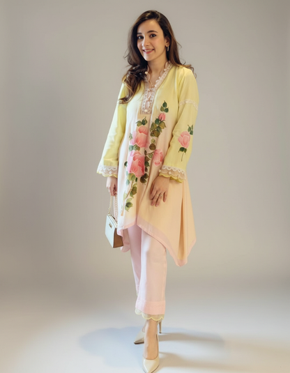 Handpainted Sunrise Rose coord set