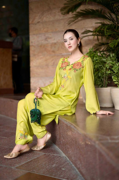 Handpainted Lime Blossom Co-ords Set