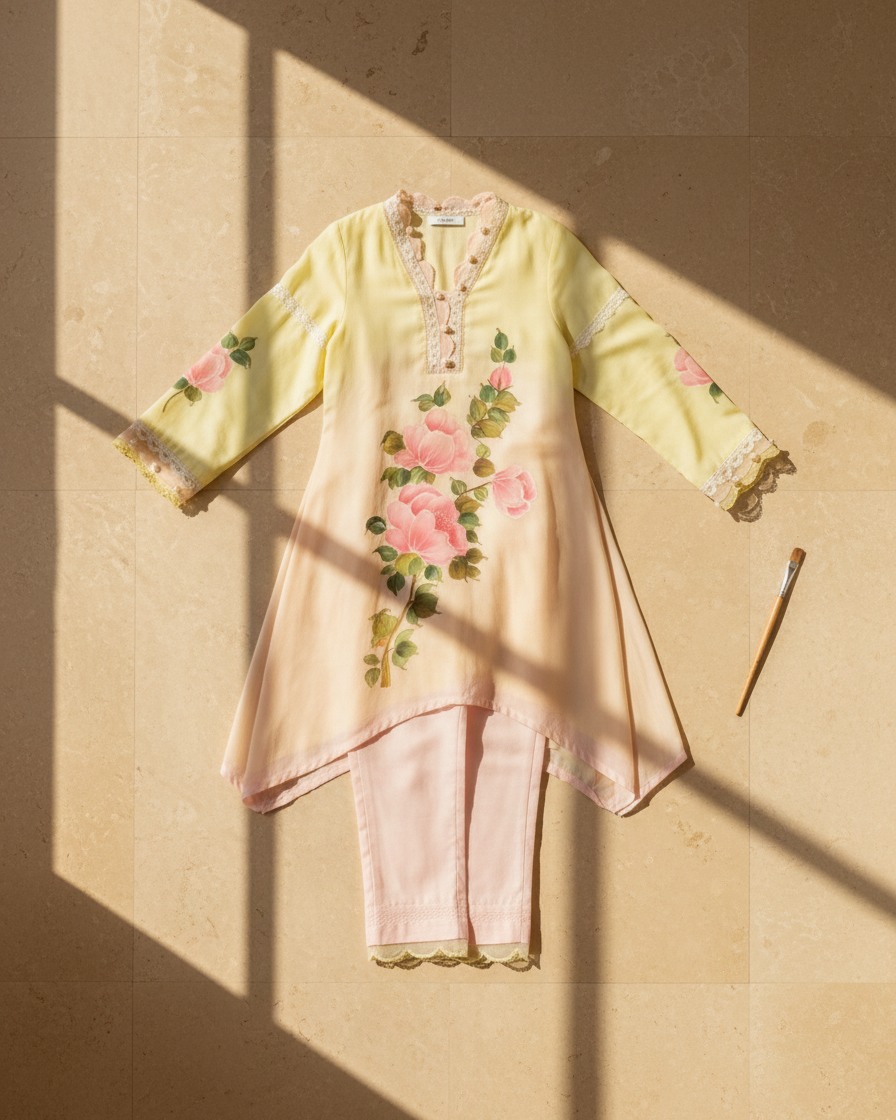 Handpainted Sunrise Rose coord set