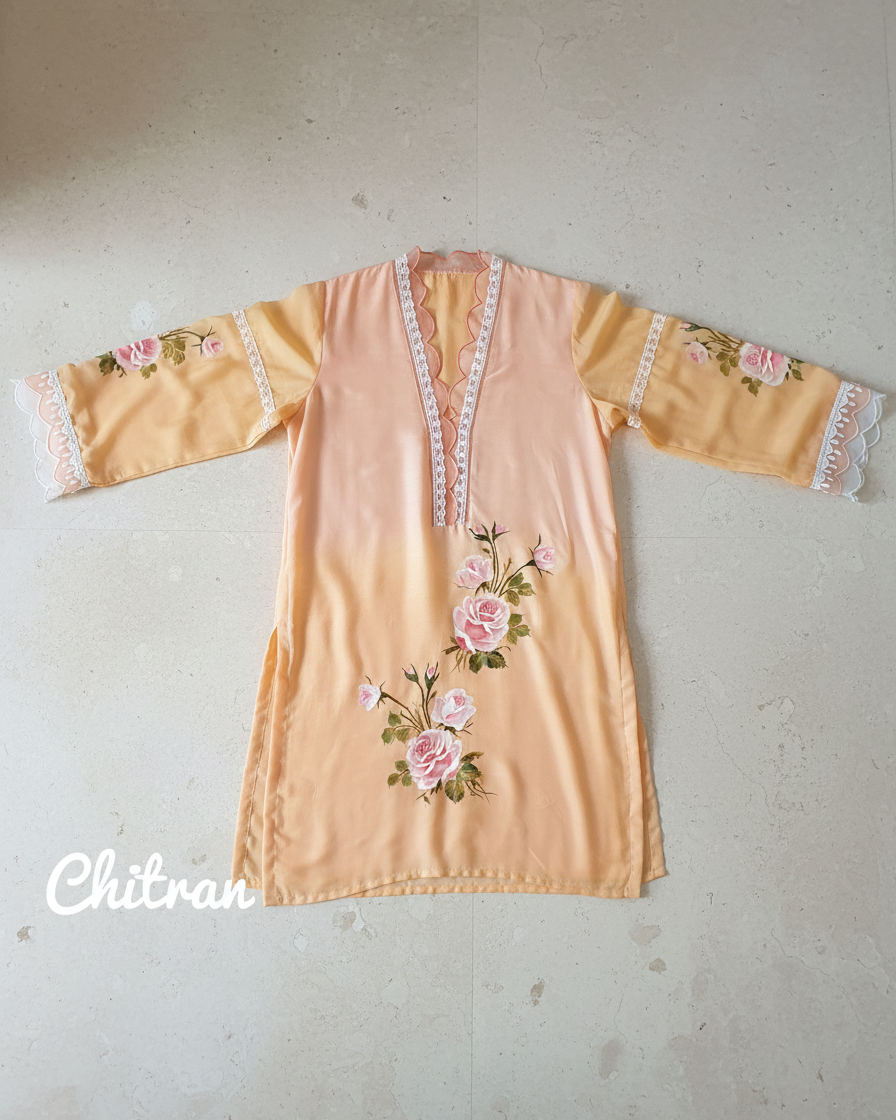 Peach Rose Handpainted Tunic