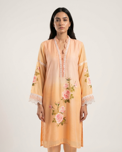 Peach Rose Handpainted Tunic