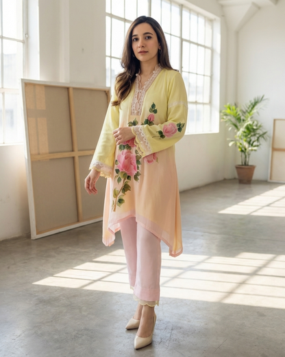 Handpainted Sunrise Rose coord set