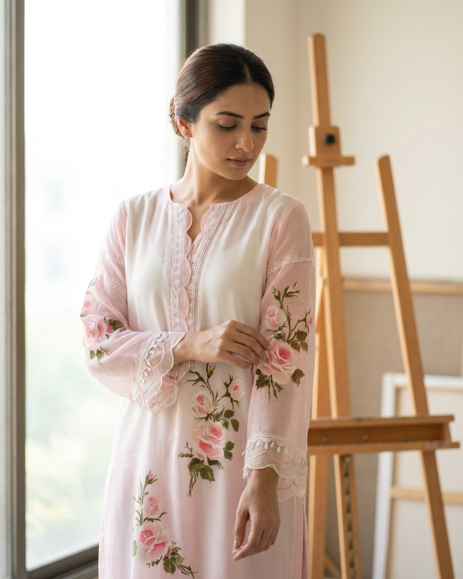 Blush Rose Handpainted Tunic