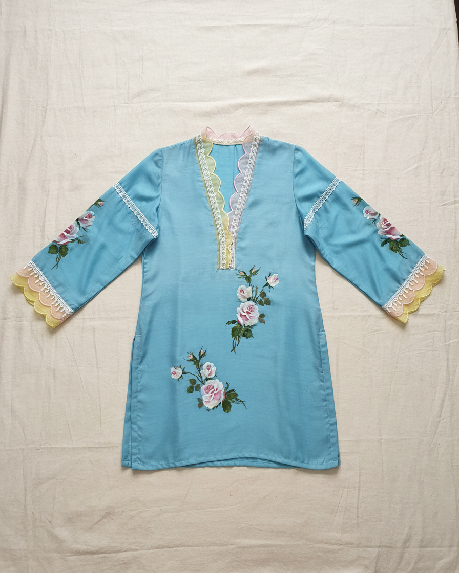 Handpainted Rose Garden Tunic
