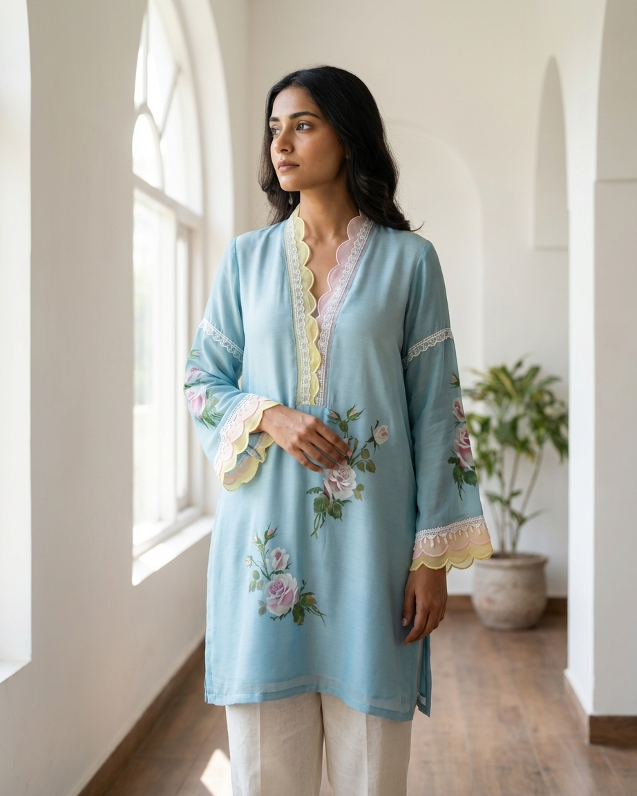 Handpainted Rose Garden Tunic