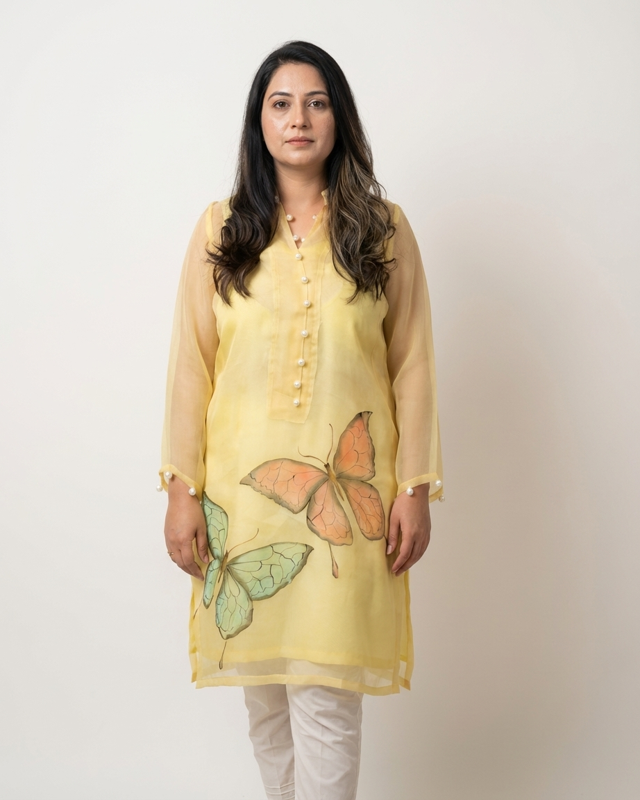 Butterfly Garden Handpainted Tunic