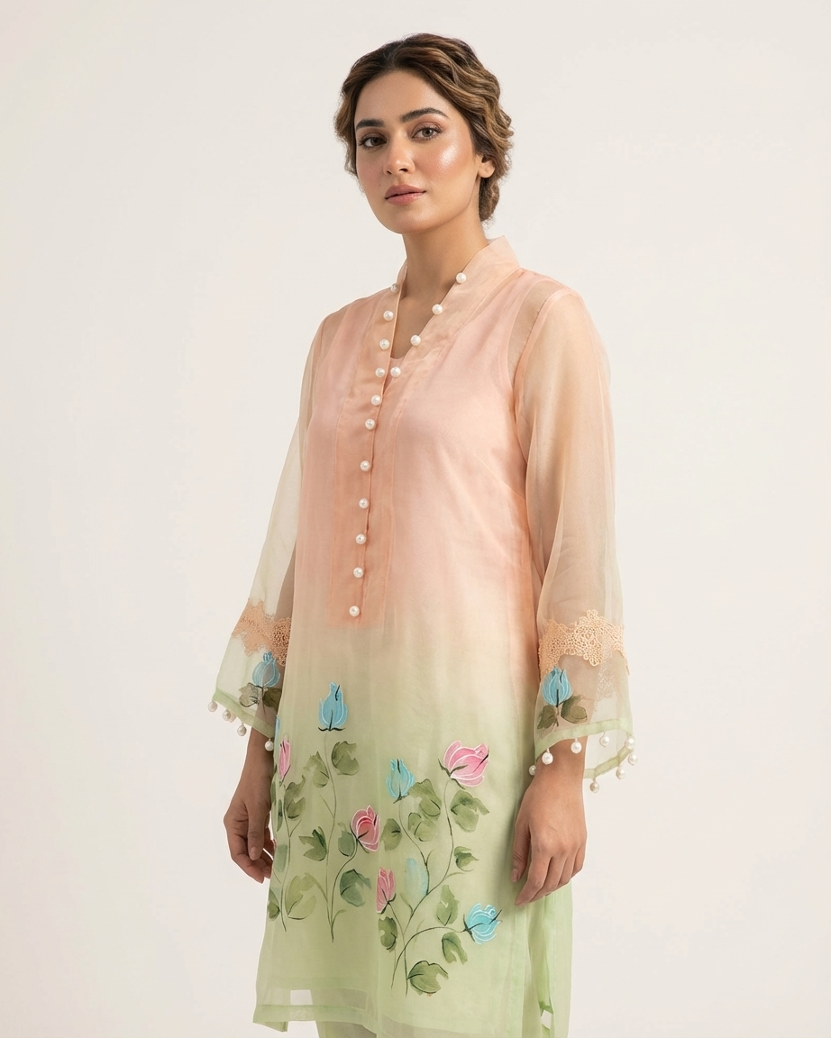 Peach Garden Handpainted Tunic