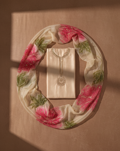 Champagne Bloom Handpainted Suit