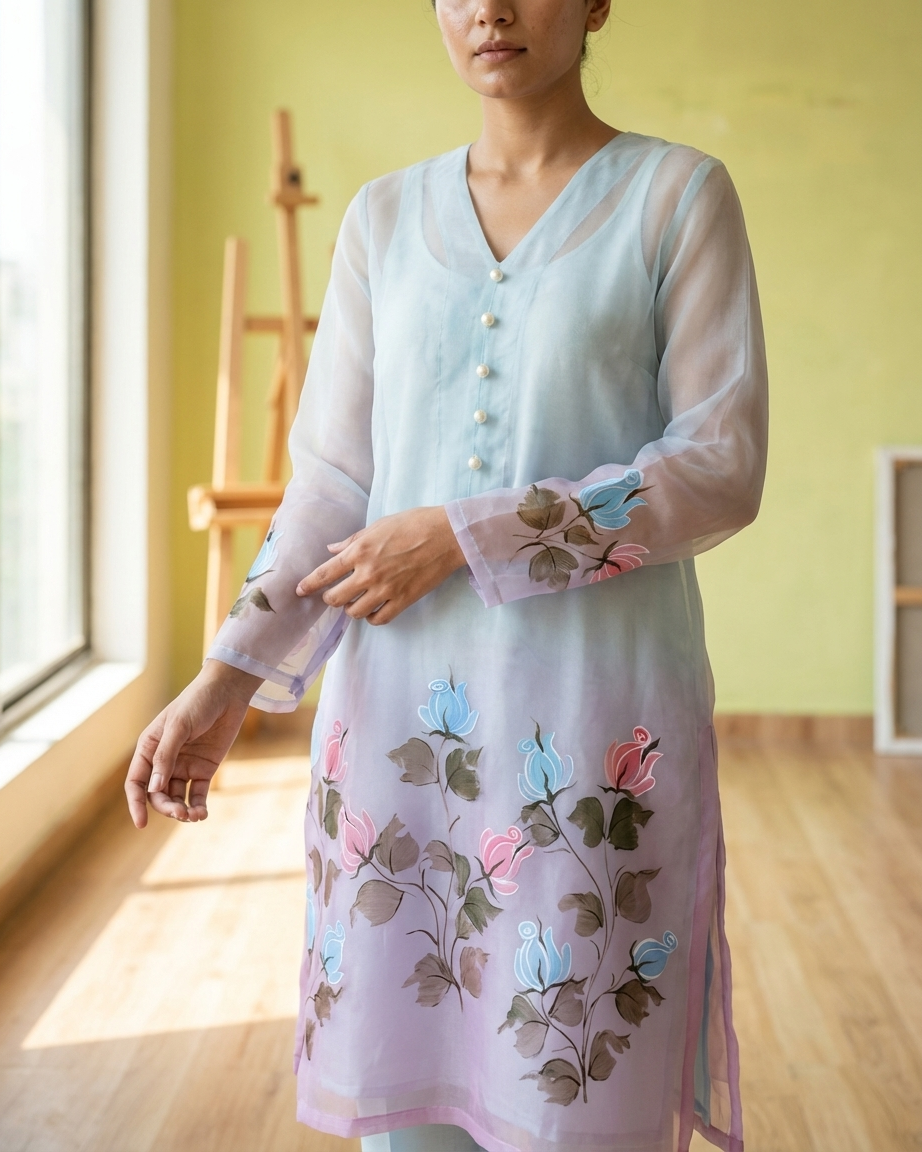 Lavender Bloom Handpainted Tunic