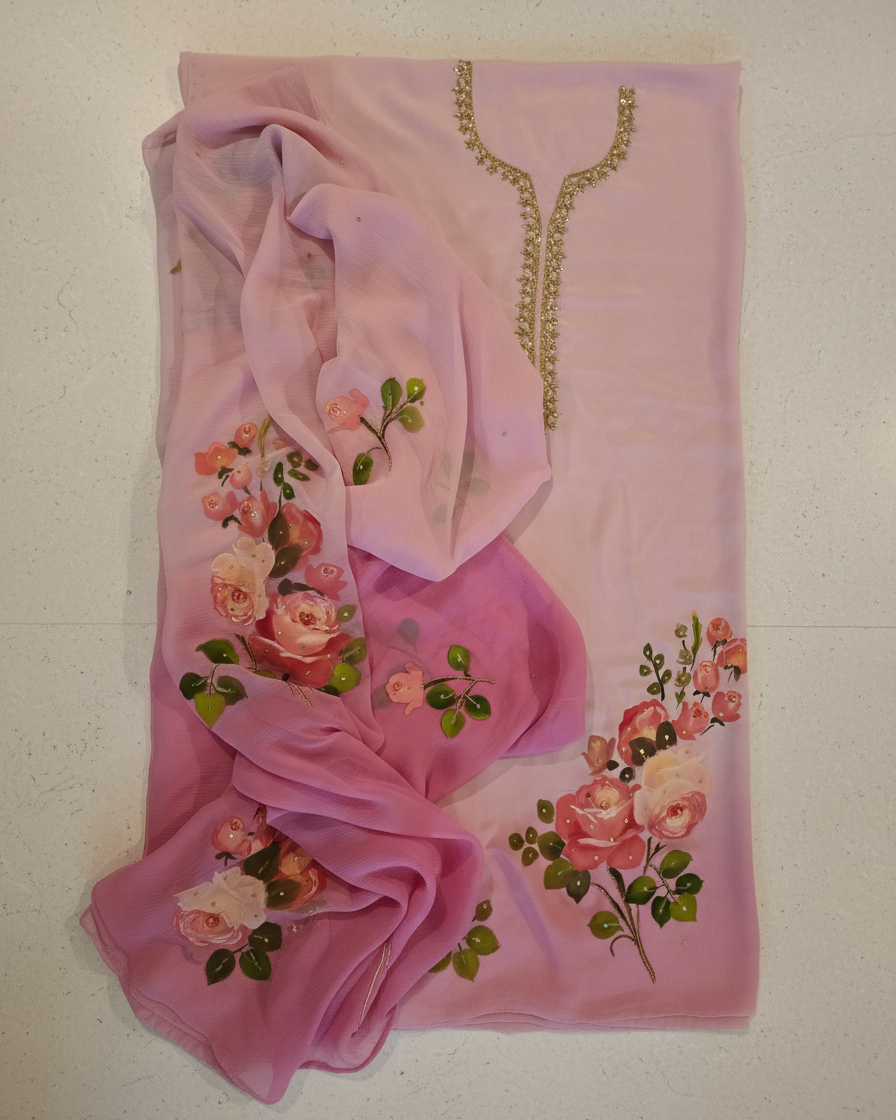 Blush Bloom Handpainted Suit