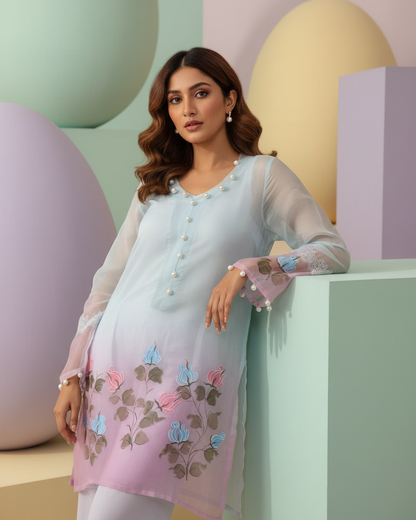 Lavender Bloom Handpainted Tunic