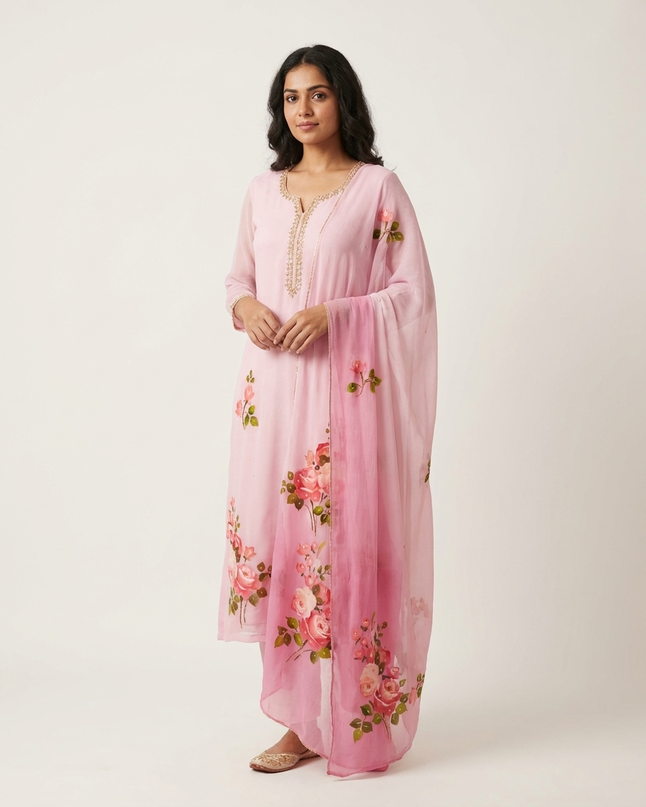 Blush Bloom Handpainted Suit
