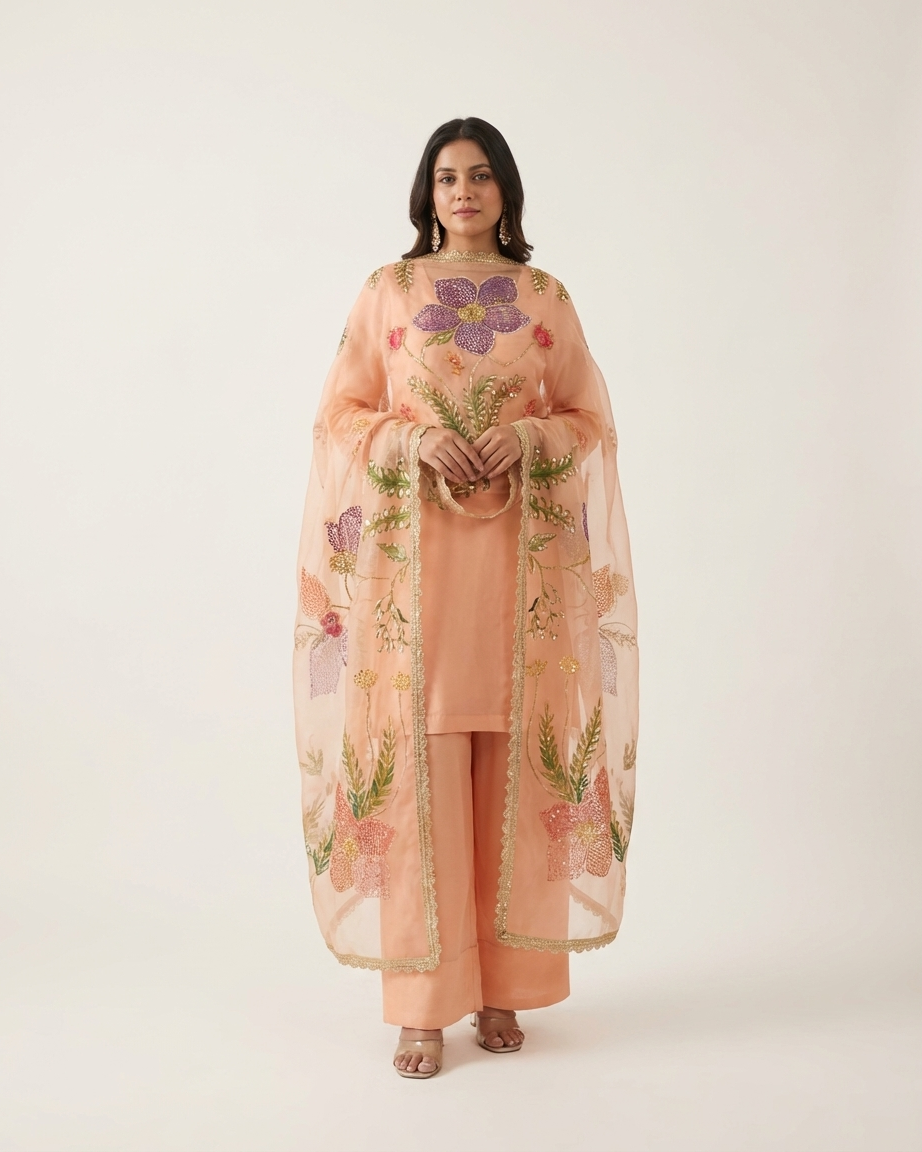 Peach Garden Handpainted Suit