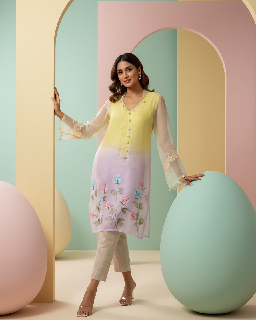 Pastel Bloom Handpainted Tunic