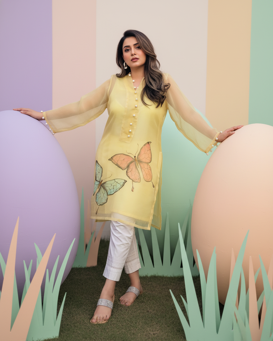 Butterfly Garden Handpainted Tunic