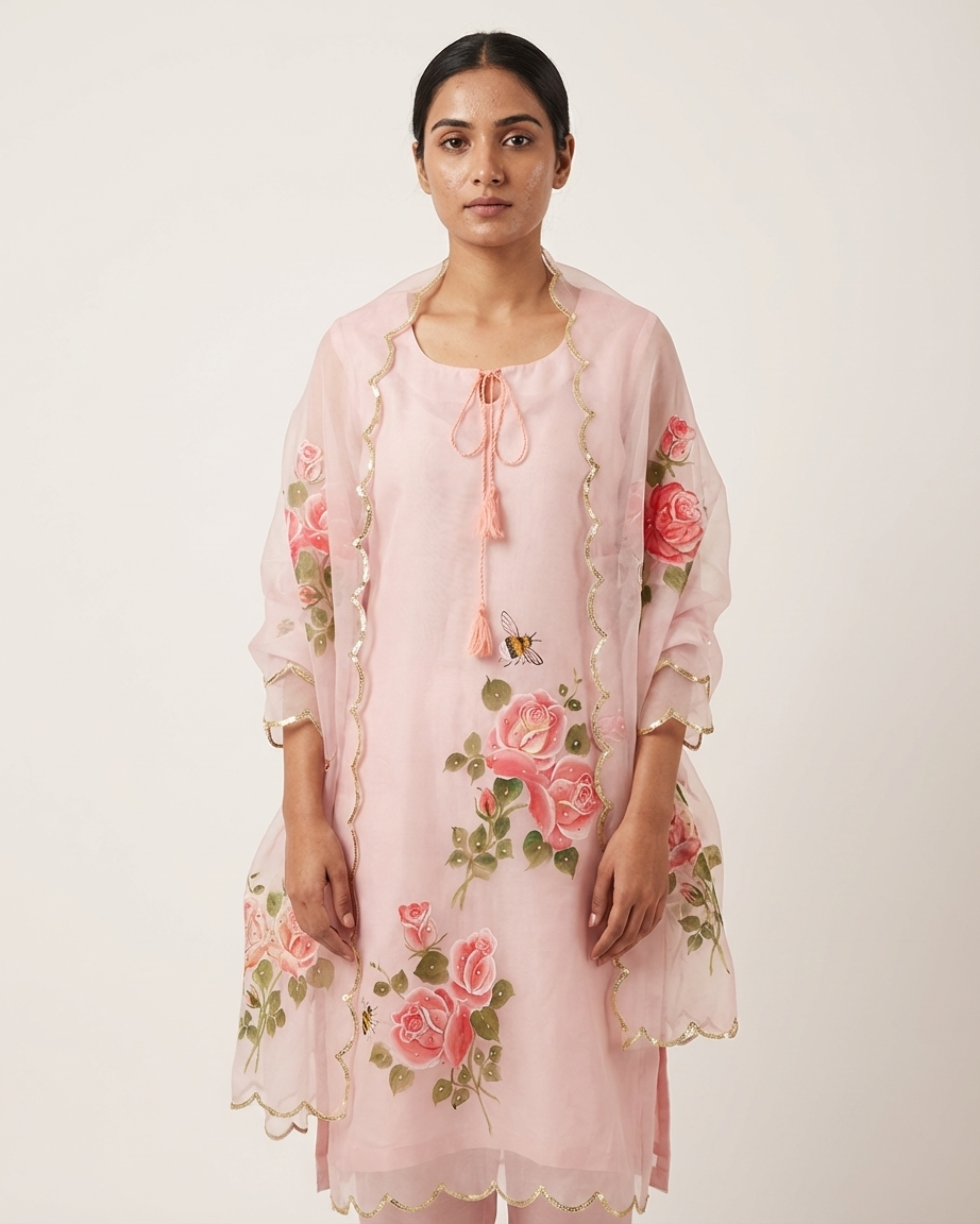 Blush Bloom Handpainted Suit