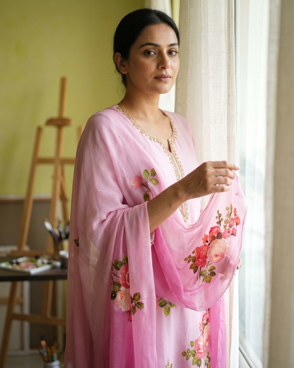 Blush Bloom Handpainted Suit