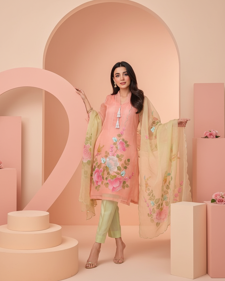 Sunset Garden Handpainted Suit