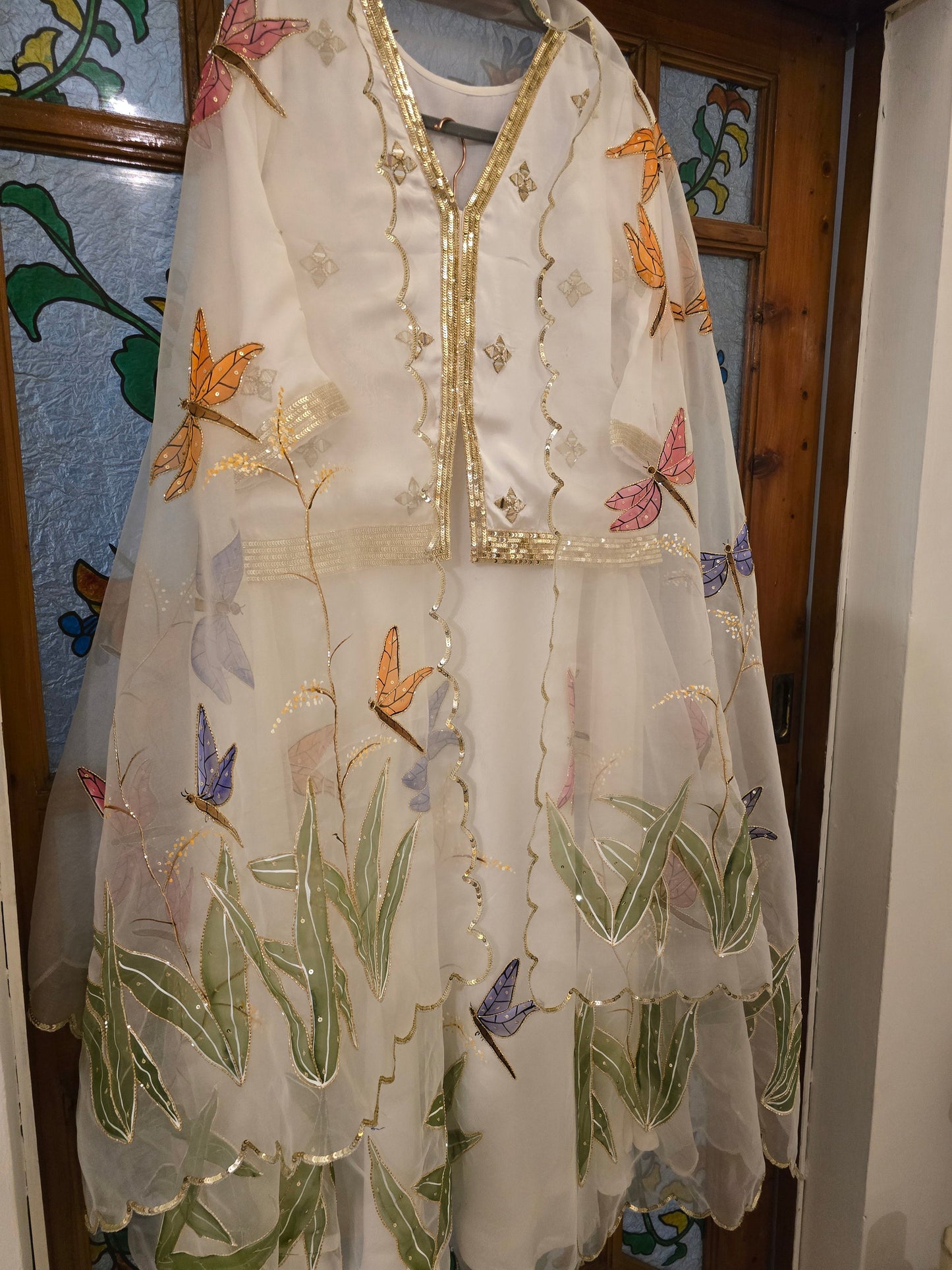 Handpainted Butterfly Garden Anarkali Set