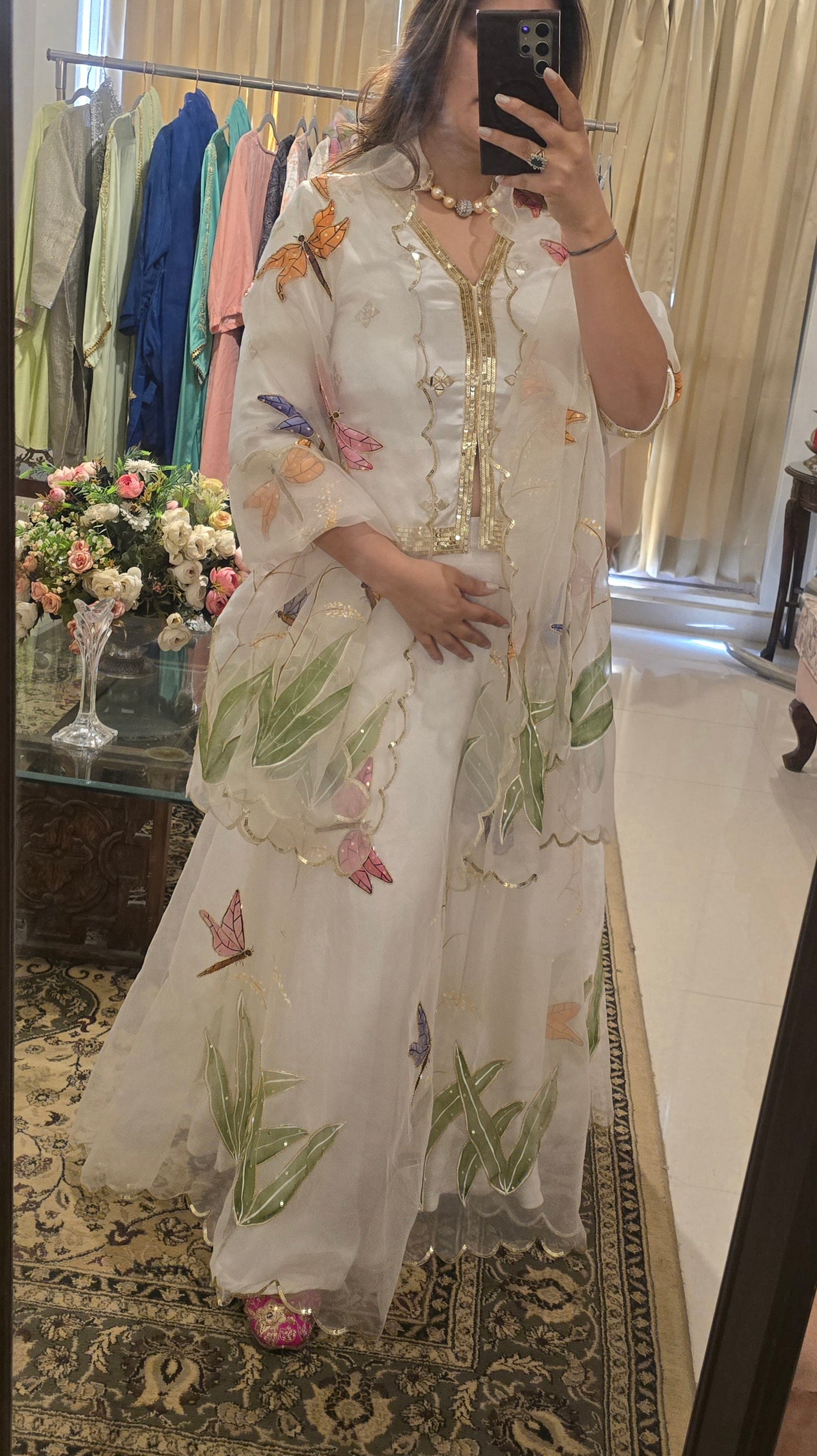 Handpainted Butterfly Garden Anarkali Set