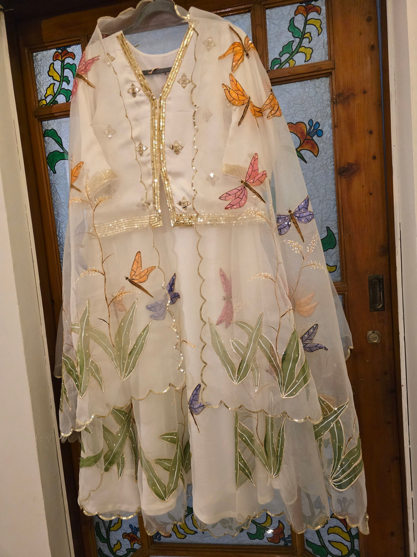 Handpainted Butterfly Garden Anarkali Set