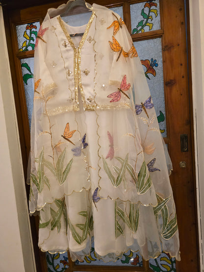 Handpainted Butterfly Garden Anarkali Set